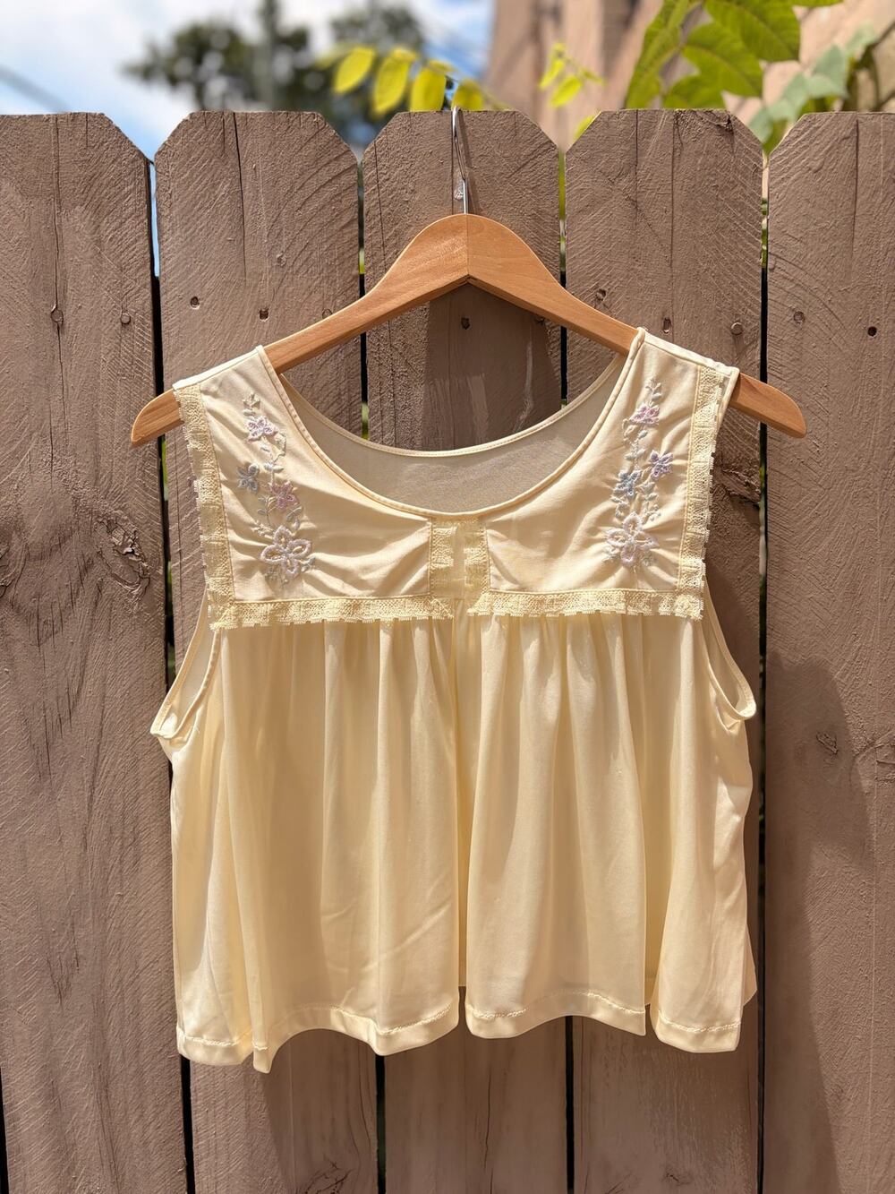 Reworked Vintage Buttercream Babydoll Top